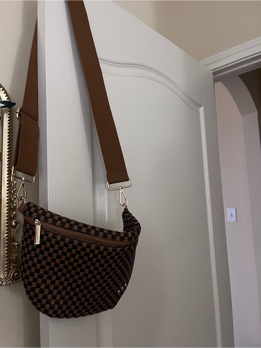 EUC Pretty Simple Woven Westlyn Bum Bag in Checkered Coffee - Picture 6 of 6